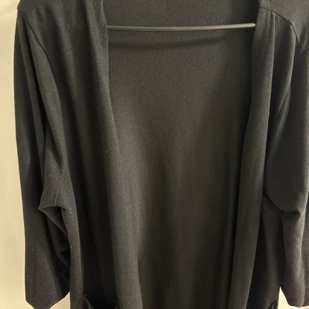 Womens Black Open Front Long Sleeve Cardigan Sweater‎ with Pockets XXL